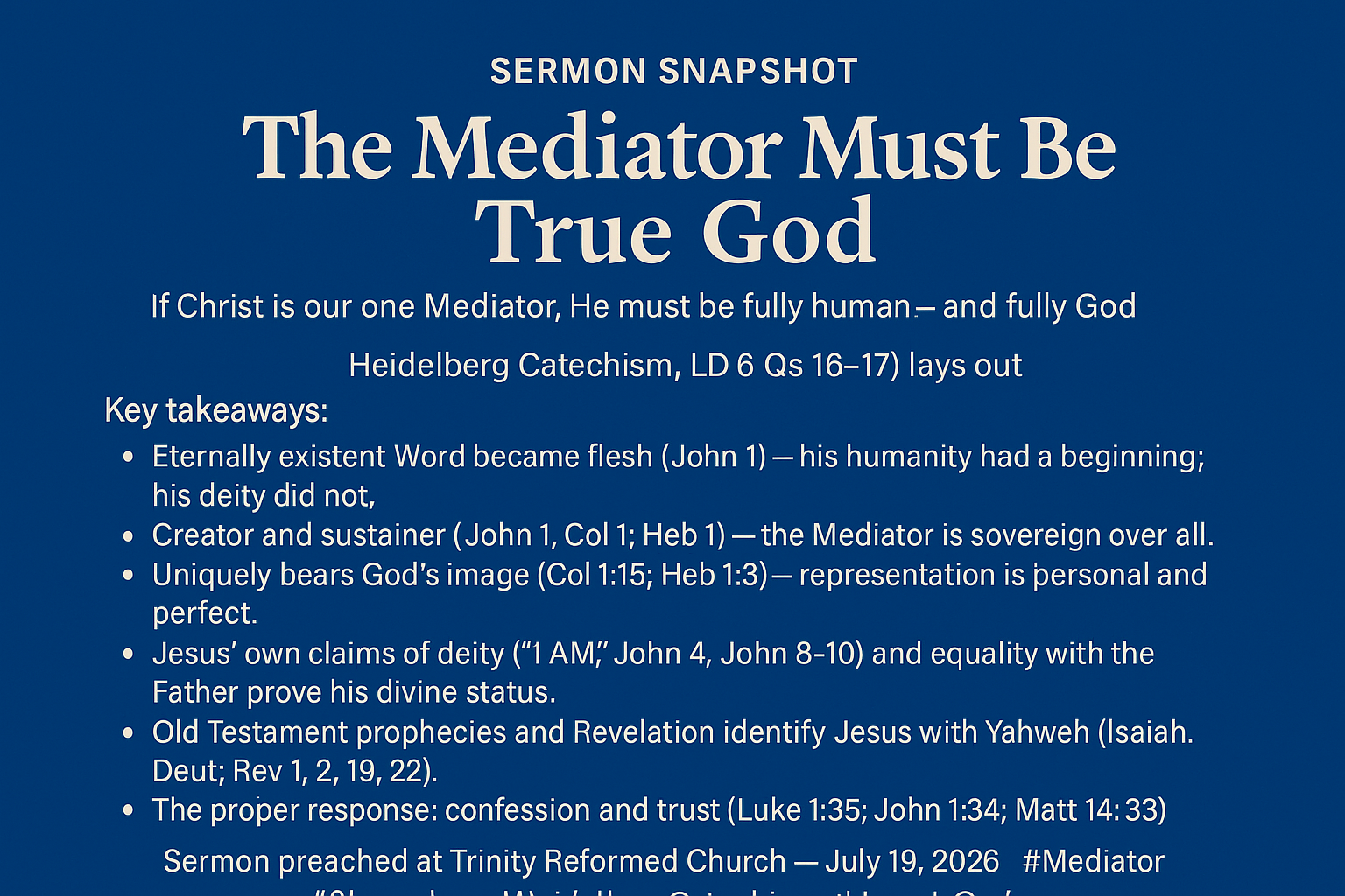 The Mediator Must Be True God