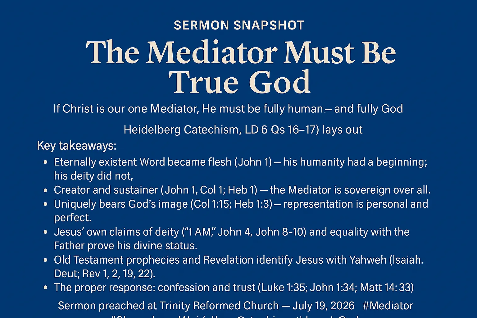 The Mediator Must Be True God